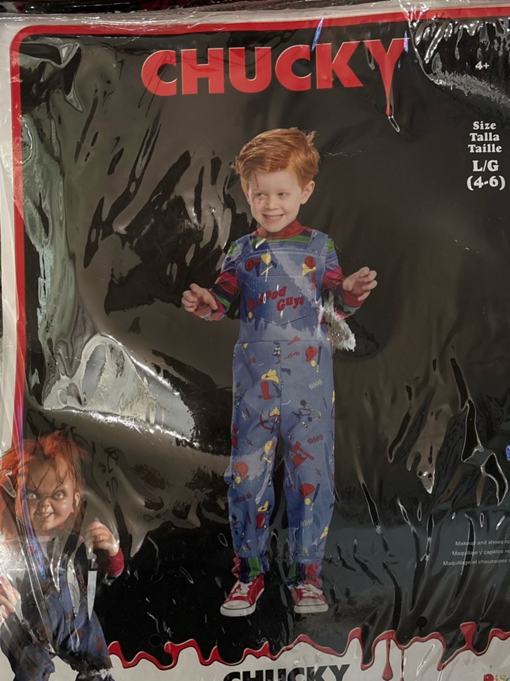 & Other Stories Kids' Blue Chucky-Inspired Jumpsuit Costume with Red Accents